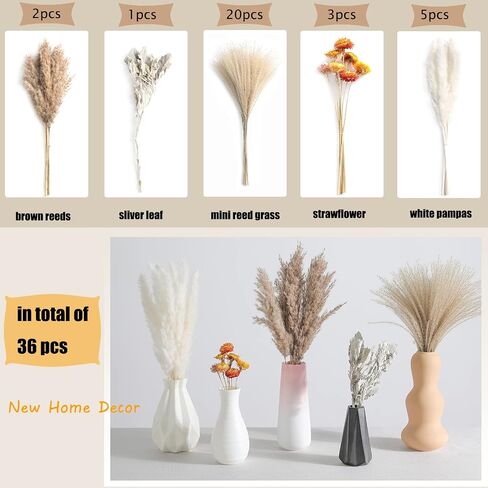ZFDEBY 110 Pcs Dried Pampas Grass Natural Floral Decor Plants for Home Decor Flowers Bouquet,Wedding Boho Decor Rustic Farmhouse Party Bouquet in Saudi Arabia