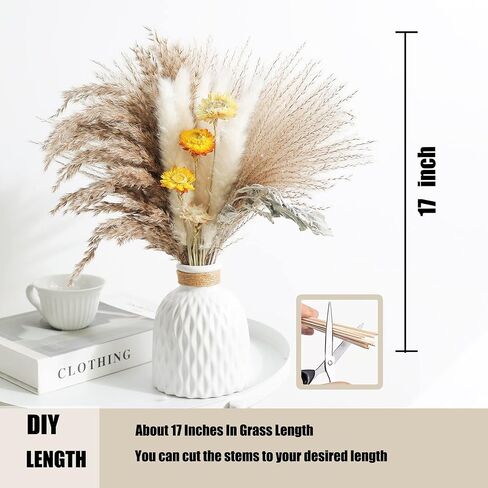 ZFDEBY 110 Pcs Dried Pampas Grass Natural Floral Decor Plants for Home Decor Flowers Bouquet,Wedding Boho Decor Rustic Farmhouse Party Bouquet in Saudi Arabia