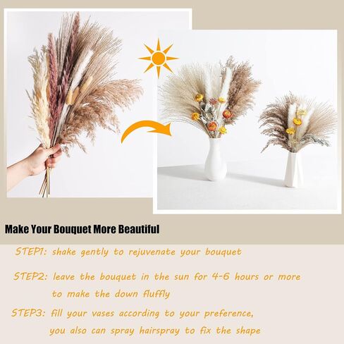 ZFDEBY 110 Pcs Dried Pampas Grass Natural Floral Decor Plants for Home Decor Flowers Bouquet,Wedding Boho Decor Rustic Farmhouse Party Bouquet in Saudi Arabia