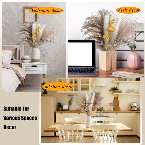 ZFDEBY 110 Pcs Dried Pampas Grass Natural Floral Decor Plants for Home Decor Flowers Bouquet,Wedding Boho Decor Rustic Farmhouse Party Bouquet in Saudi Arabia