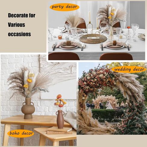 ZFDEBY 110 Pcs Dried Pampas Grass Natural Floral Decor Plants for Home Decor Flowers Bouquet,Wedding Boho Decor Rustic Farmhouse Party Bouquet in Saudi Arabia