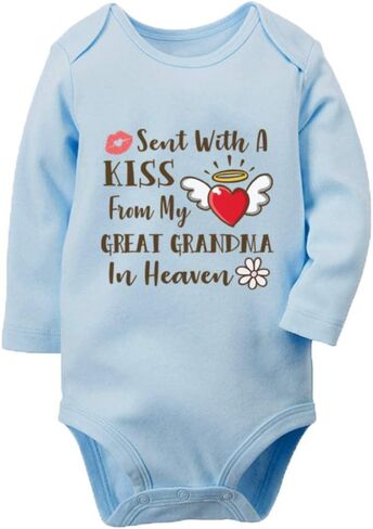 Snagminio Sent with Kiss from Grandma Baby Boy Girl Onesie Newborn Organic Bodysuit Romper in Saudi Arabia