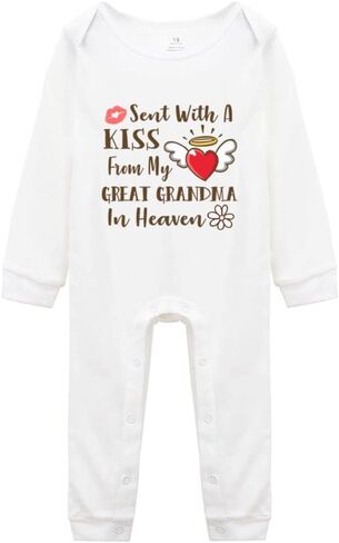 Snagminio Sent with Kiss from Grandma Baby Boy Girl Onesie Newborn Organic Bodysuit Romper in Saudi Arabia