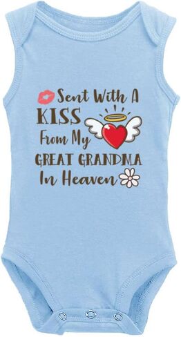 Snagminio Sent with Kiss from Grandma Baby Boy Girl Onesie Newborn Organic Bodysuit Romper in Saudi Arabia