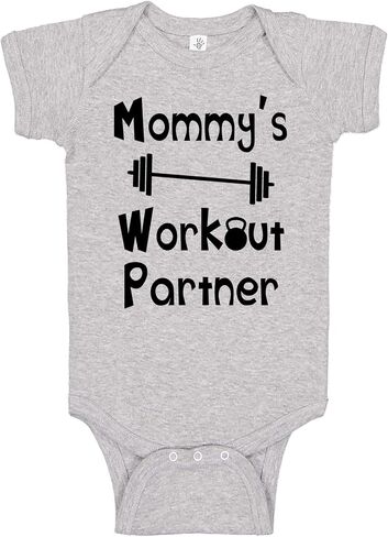 Reaxion Handmade Funny Baby Boy Girl Mommy's or Daddy's Workout Partner Bodysuits Clothes in Saudi Arabia