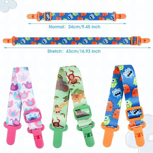 مشبك مريلة اطفال قابل للتعديل من 3 قطع، مشبك مريلة اطفال مضاد للسقوط، مشبك مريلة قابل للتعديل بتصميم كرتوني متاح، ازرق، زهري، اخضر, غير محدد, M in Kuwait