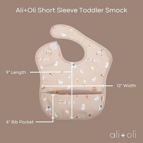 Ali+Oli Smock Bibs for Babies, BPA-Free Oeko-Tex Certified, Waterproof Baby Smock, Machine Washable, Toddlers Ages 6m+ in Saudi Arabia
