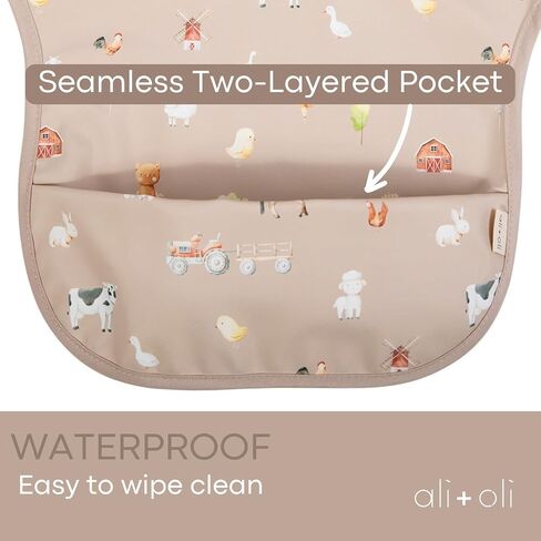 Ali+Oli Smock Bibs for Babies, BPA-Free Oeko-Tex Certified, Waterproof Baby Smock, Machine Washable, Toddlers Ages 6m+ in Saudi Arabia