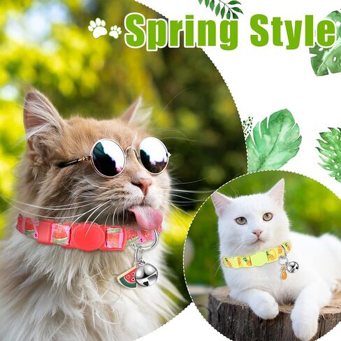 12 Pieces Breakaway Cats Collar with Bell and Summer Fruit Patterns Pendants, Safety Adjustable Collar Set for Pets Decoration (Medium) in Saudi Arabia