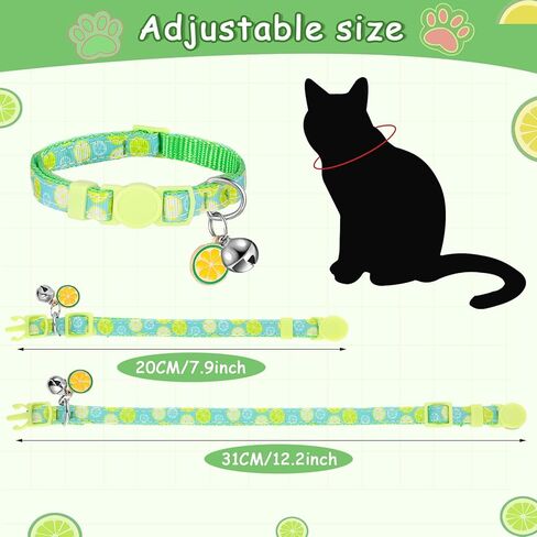 12 Pieces Breakaway Cats Collar with Bell and Summer Fruit Patterns Pendants, Safety Adjustable Collar Set for Pets Decoration (Medium) in Saudi Arabia