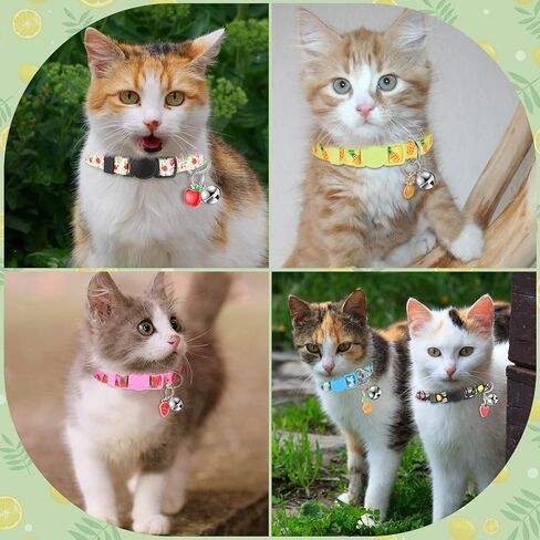 12 Pieces Breakaway Cats Collar with Bell and Summer Fruit Patterns Pendants, Safety Adjustable Collar Set for Pets Decoration (Medium) in Saudi Arabia