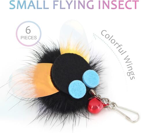 SONGWAY Cat Toy Wand Replacement - 10 Pieces Insect Butterfly Cat Toys, Cat Feather Toy Refills, Cat Teaser Wand Attachments, Interactive Cat Toys for Indoor Cats in Saudi Arabia