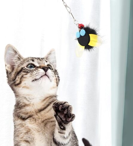 SONGWAY Cat Toy Wand Replacement - 10 Pieces Insect Butterfly Cat Toys, Cat Feather Toy Refills, Cat Teaser Wand Attachments, Interactive Cat Toys for Indoor Cats in Saudi Arabia