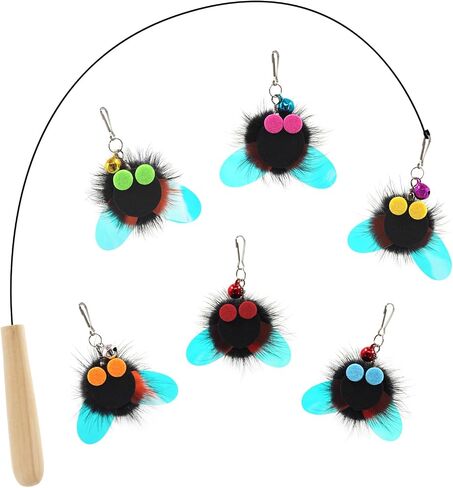 SONGWAY Cat Toy Wand Replacement - 10 Pieces Insect Butterfly Cat Toys, Cat Feather Toy Refills, Cat Teaser Wand Attachments, Interactive Cat Toys for Indoor Cats in Saudi Arabia