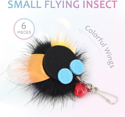 SONGWAY Cat Toy Wand Replacement - 10 Pieces Insect Butterfly Cat Toys, Cat Feather Toy Refills, Cat Teaser Wand Attachments, Interactive Cat Toys for Indoor Cats in Saudi Arabia