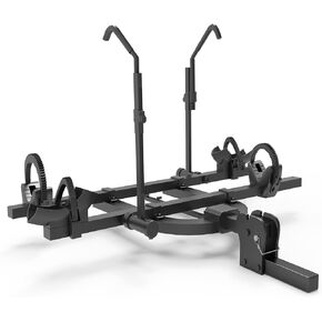 حاملان للدراجة يناسب الإطارات السميكة، والدراجات الجبلية، والدراجات القياسية - 80 رطلاً لكل دراجة - حاصلة على براءة اختراع مضادة للتمايل - السيارات، وسيارات الدفع الرباعي، وRV مع وصلة وصل 2 بوصة - يمكن إمالة المنصة للأسفل/الطي (دراجتان) in Kuwait