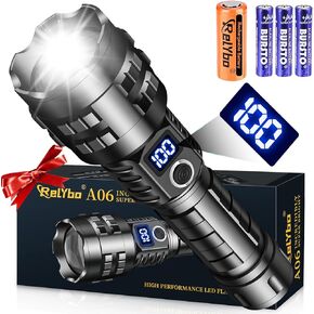 Rechargeable LED Flashlights High Lumens, 900,000 Lumens Tactical Flashlights, Super Bright High Powered Flash Light 5 Modes & 12H Long Runtime for Emergencies, Camping, Dog Walking in Kuwait
