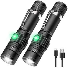 Hoxida LED Tactical Flashlight, Super Bright LED Flashlight Rechargeable 2000 High Lumen, Pocket-Sized LED Torch with Clip, IPX6 Waterproof, Zoomable, 4modes for Camping,Emergency