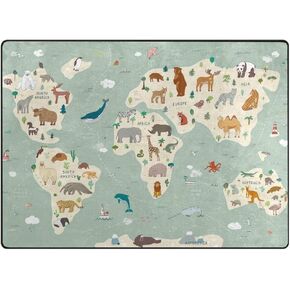 سجاد فانتاسو الإسفنجي الناعم لغرف الأطفال خريطة العالم للحيوانات غير قابل للانزلاق للأطفال الأولاد والبنات غرفة اللعب وغرفة المعيشة 72 × 48 بوصة in Kuwait