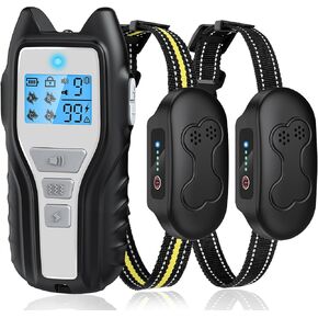 طوق صدمات للكلاب من owvtrg لكلبين (15-150 رطلًا) طوق تدريب كهربائي للكلاب قابل لإعادة الشحن مقاوم للماء مع جهاز تحكم عن بعد للكلاب الصغيرة والمتوسطة والكبيرة مع صوت تنبيه واهتزاز وصدمة آمنة وأوضاع مصباح يدوي (فضي) in Kuwait