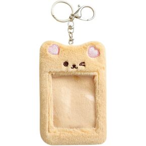 AIBEARTY Women Girls Plush Photocard Holder with Keychain,Cute Cartoon Rabbit Bear Kpop Photo Card Holder ID Credit Band Card Protector Stainery in Kuwait