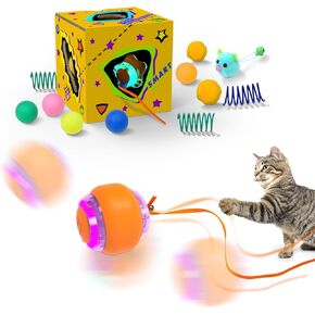 لعبة صندوق الألغاز التفاعلية من بينتوبال للقطط، متاهة ترفيهية مع كرة كهربائية للقطط تتدحرج بمفردها، زنبرك وكرة بومبوم in Kuwait