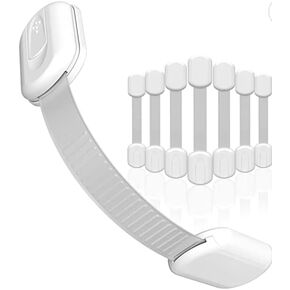 Safety Locks (8 in one pack) for doors, cabinets, drawers, etc. Baby Safety - Easy to Install - No magnets & No screws - MULTI PURPOSE - white color in Kuwait