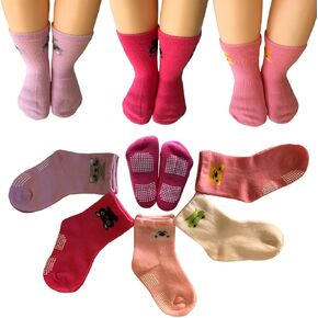 Kakalu 5 Pairs 12-36 Months Baby Girl Upside Down Cartoon Anti-Slip Cozy Ankle Cotton Socks Toddler Walker Non Skid Sneakers Footsocks Shoe Socks Foot Cover With Grips in Saudi Arabia
