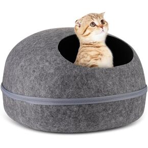 Premium Felt Cat Bed Cave, Cat House for Indoor, Handmade 100% Wool Bed for Cats and Kittens, Cat Hideaway Shape Cat Cave for Pets Playing, Hiding and Sleeping, Dark Grey in Kuwait