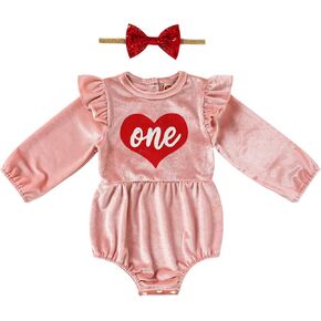 ملابس عيد الميلاد الأولى للفتيات من GRNSHTS بدلة رومبير مخملية بعمر سنة واحدة + رباط رأس 2 قطعة ملابس سحق الكيك in Kuwait