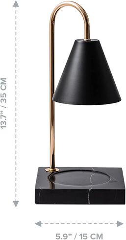 سخان الشموع - مصباح شمعة أنيق مع مفتاح خافت ومصباح إضاءة - سخان شمع الشمع لـ 3 شموع فتيل وجرار شموع - وصل سخان الشمع - حامل شموع أسود بقاعدة رخامية سوداء (عبوة واحدة) in Kuwait