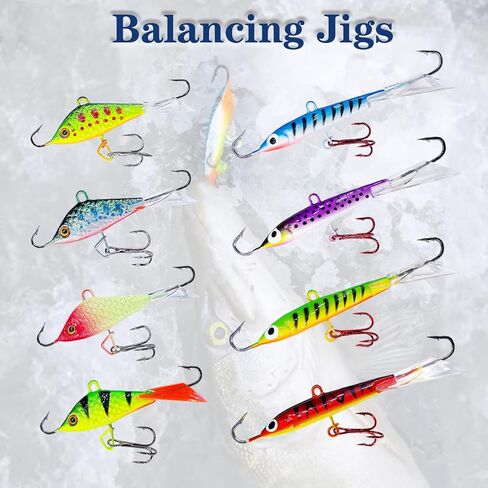 Bombite 38 قطعة من أدوات صيد الأسماك على الجليد مجموعة طُعم صيد الأسماك المتوهجة على الجليد ورؤوس صيد الكرابي وصيد الأسماك في الشتاء مع صندوق أدوات in Kuwait