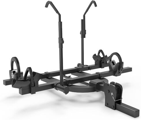 حاملان للدراجة يناسب الإطارات السميكة، والدراجات الجبلية، والدراجات القياسية - 80 رطلاً لكل دراجة - حاصلة على براءة اختراع مضادة للتمايل - السيارات، وسيارات الدفع الرباعي، وRV مع وصلة وصل 2 بوصة - يمكن إمالة المنصة للأسفل/الطي (دراجتان) in Kuwait