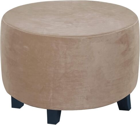 Velvet Round Ottoman Slipcover Ottoman Covers Footstool Protector Covers Storage Stool Ottoman Covers Stretch with Elastic Bottom, Feature Real Velvet Plush Fabric (X-Large, Black) in Saudi Arabia