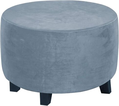 Velvet Round Ottoman Slipcover Ottoman Covers Footstool Protector Covers Storage Stool Ottoman Covers Stretch with Elastic Bottom, Feature Real Velvet Plush Fabric (X-Large, Black) in Saudi Arabia