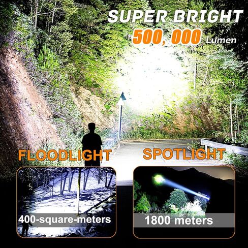 Rechargeable LED Flashlights High Lumens, 900,000 Lumens Tactical Flashlights, Super Bright High Powered Flash Light 5 Modes & 12H Long Runtime for Emergencies, Camping, Dog Walking in Kuwait