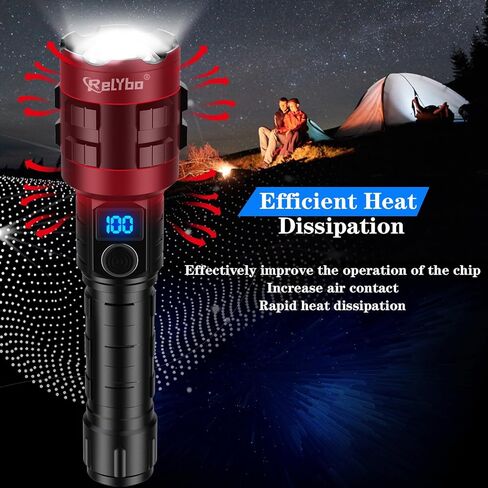 Rechargeable LED Flashlights High Lumens, 900,000 Lumens Tactical Flashlights, Super Bright High Powered Flash Light 5 Modes & 12H Long Runtime for Emergencies, Camping, Dog Walking in Kuwait