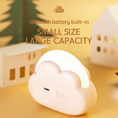 Portable LED Night Light, Cute Cloud Mini Desk Lamp with 4 Working Modes, Rechargeable Kids Night Light for Camping, Bedside Lamp for Bedroom Nightlights [with Wrist Strap] [with USB Cable] in Kuwait