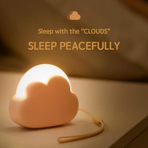 Portable LED Night Light, Cute Cloud Mini Desk Lamp with 4 Working Modes, Rechargeable Kids Night Light for Camping, Bedside Lamp for Bedroom Nightlights [with Wrist Strap] [with USB Cable] in Kuwait