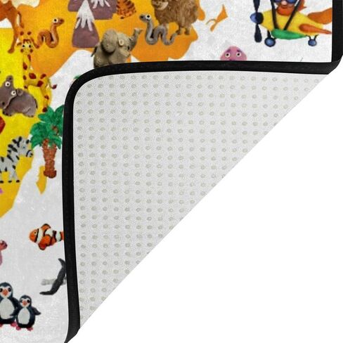 سجاد فانتاسو الإسفنجي الناعم لغرف الأطفال خريطة العالم للحيوانات غير قابل للانزلاق للأطفال الأولاد والبنات غرفة اللعب وغرفة المعيشة 72 × 48 بوصة in Kuwait