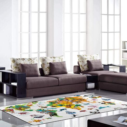 سجاد فانتاسو الإسفنجي الناعم لغرف الأطفال خريطة العالم للحيوانات غير قابل للانزلاق للأطفال الأولاد والبنات غرفة اللعب وغرفة المعيشة 72 × 48 بوصة in Kuwait