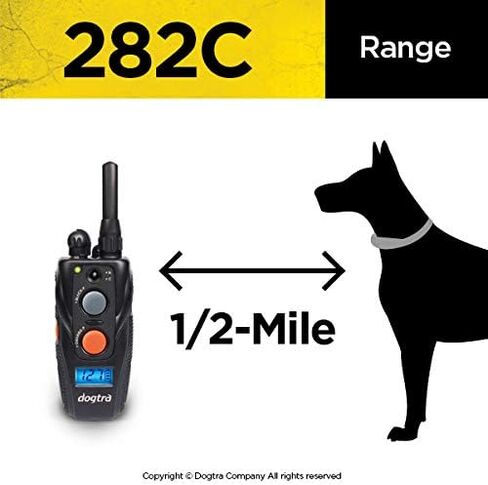 Dogtra 282c Ultra-Compact Two Dog Training Collar - Bark Collar for Large Dog, Dog Shock Collar, 1/2 Mile Range, E-Collar with Remote, 127-Level Static Stimulation, Vibration, LCD Screen, Rechargeable in Saudi Arabia