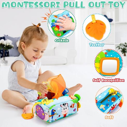 صندوق مناديل حسية للأطفال من FPVERA - ألعاب أطفال من 0 إلى 6 أشهر، صندوق مناديل للرضع الناعم المحشو عالي التباين، ألعاب مونتيسوري مجعدة للأطفال، صندوق مناديل سحري للأطفال، ألعاب تعليمية مبكرة، هدايا للأولاد والبنات الصغار in Kuwait