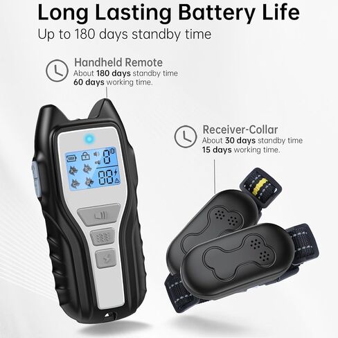 طوق صدمات للكلاب من owvtrg لكلبين (15-150 رطلًا) طوق تدريب كهربائي للكلاب قابل لإعادة الشحن مقاوم للماء مع جهاز تحكم عن بعد للكلاب الصغيرة والمتوسطة والكبيرة مع صوت تنبيه واهتزاز وصدمة آمنة وأوضاع مصباح يدوي (فضي) in Kuwait