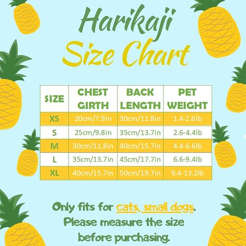 Harikaji Pet Clothes,Lovely Summer Fruit Dog T-Shirt Puppy Clothes Dog Skirt Dress Cats Clothes for Small Dogs Cats Puppy (M-Back Length 30cm, Pineapple Skirt) in Saudi Arabia