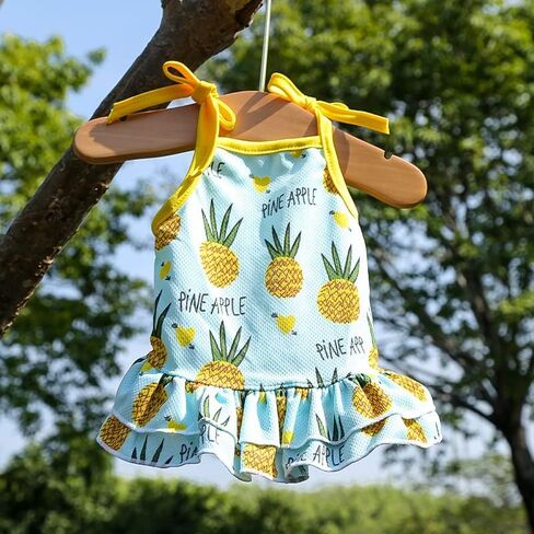 Harikaji Pet Clothes,Lovely Summer Fruit Dog T-Shirt Puppy Clothes Dog Skirt Dress Cats Clothes for Small Dogs Cats Puppy (M-Back Length 30cm, Pineapple Skirt) in Saudi Arabia