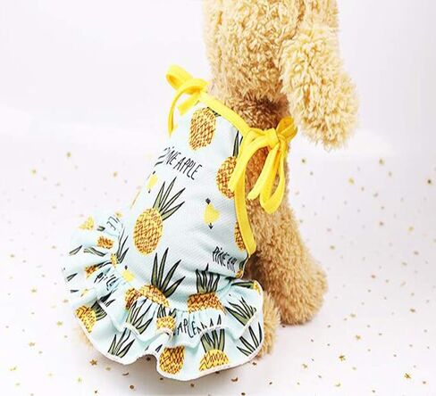 Harikaji Pet Clothes,Lovely Summer Fruit Dog T-Shirt Puppy Clothes Dog Skirt Dress Cats Clothes for Small Dogs Cats Puppy (M-Back Length 30cm, Pineapple Skirt) in Saudi Arabia