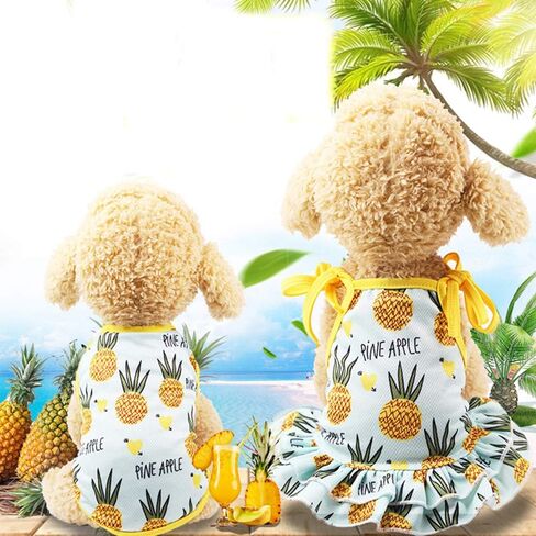 Harikaji Pet Clothes,Lovely Summer Fruit Dog T-Shirt Puppy Clothes Dog Skirt Dress Cats Clothes for Small Dogs Cats Puppy (M-Back Length 30cm, Pineapple Skirt) in Saudi Arabia