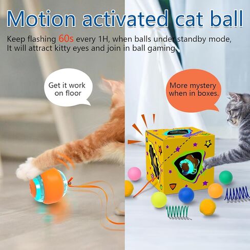 لعبة صندوق الألغاز التفاعلية من بينتوبال للقطط، متاهة ترفيهية مع كرة كهربائية للقطط تتدحرج بمفردها، زنبرك وكرة بومبوم in Kuwait