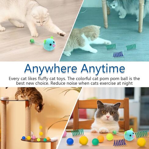 لعبة صندوق الألغاز التفاعلية من بينتوبال للقطط، متاهة ترفيهية مع كرة كهربائية للقطط تتدحرج بمفردها، زنبرك وكرة بومبوم in Kuwait